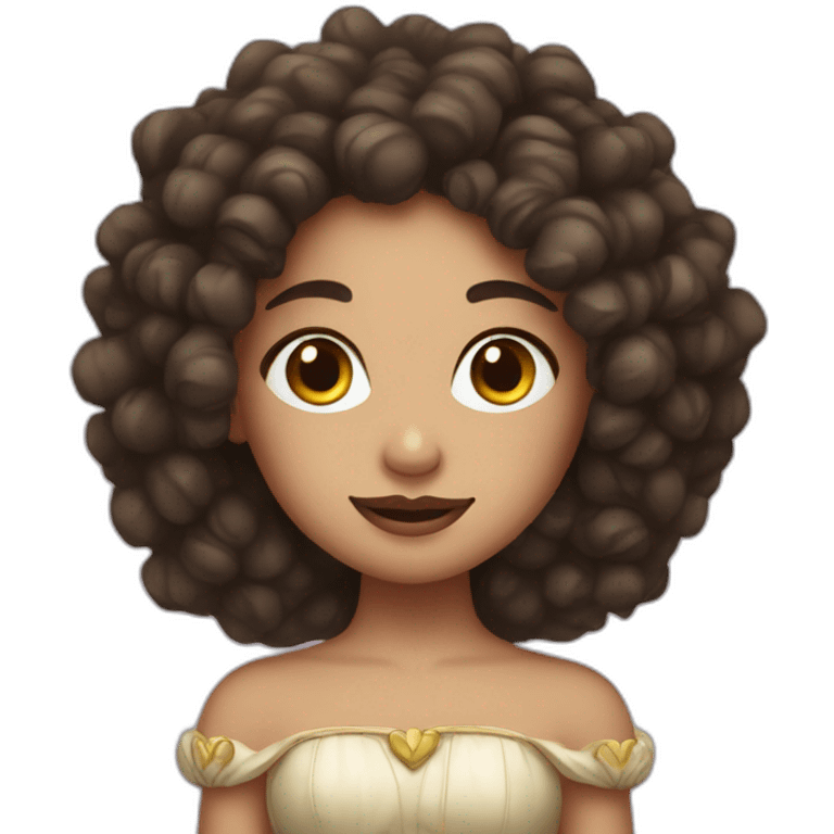 Potato princess with dark curly hair and fair skin emoji