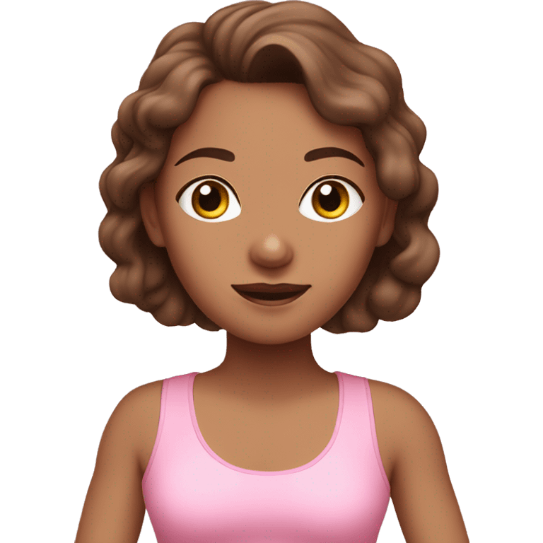 brown haired girl in pink yoga dress  emoji