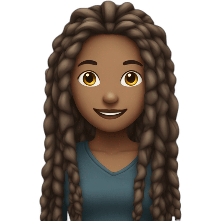 A light dark skin girl with long dread locks smiling emoji