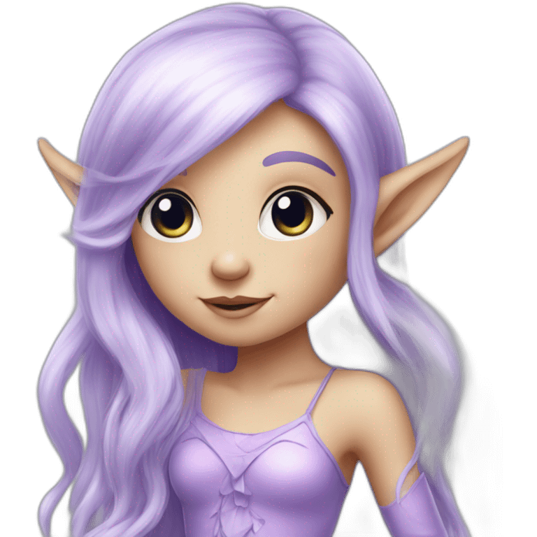 cute lilac elf fairy with long hair emoji