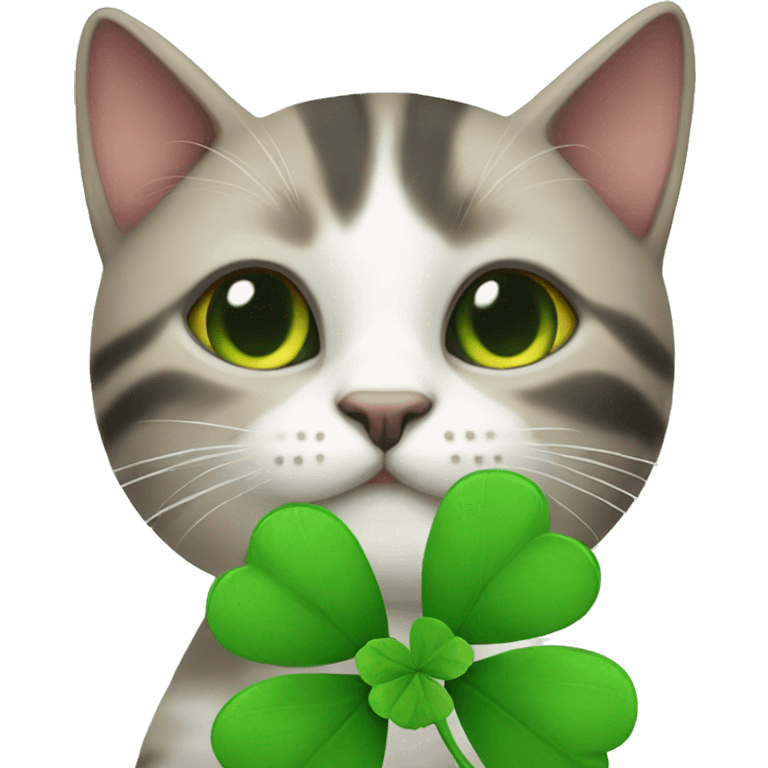 Cat holding a clover emoji