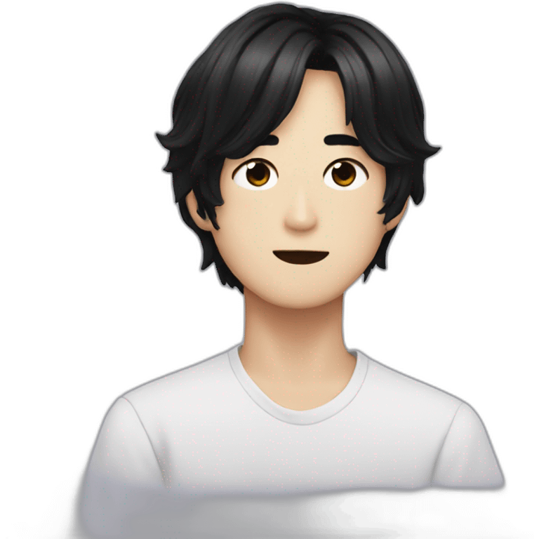 Kim Taehyung with black hair  emoji