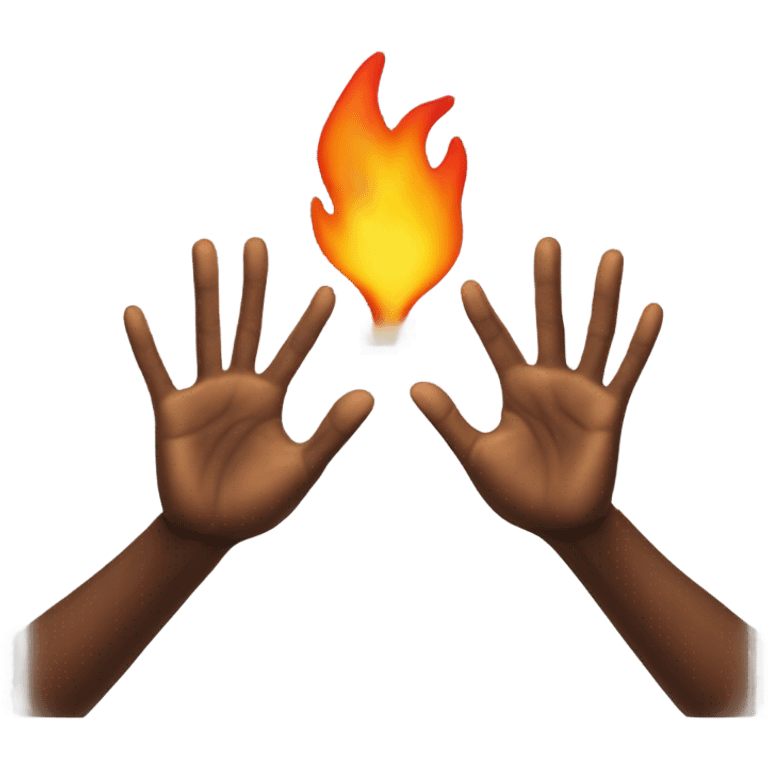 hands up with fire behind emoji