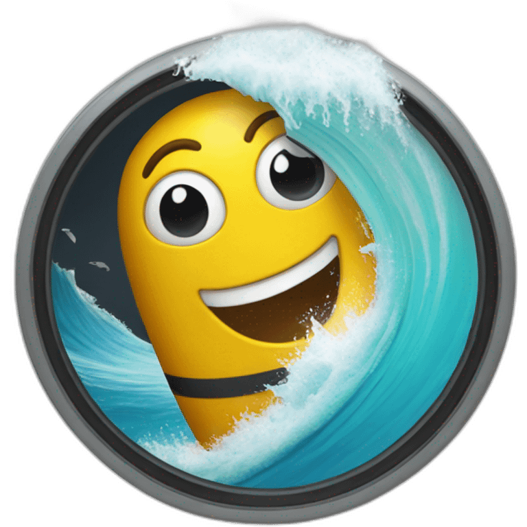 Un surfeur dans un tube emoji