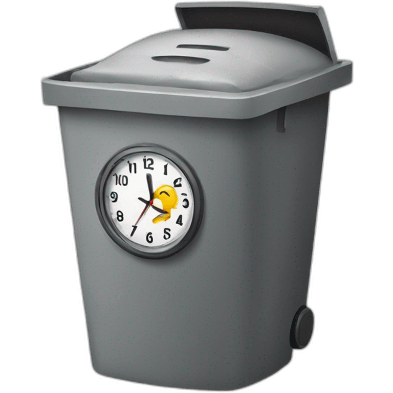 Clock going into trash can emoji