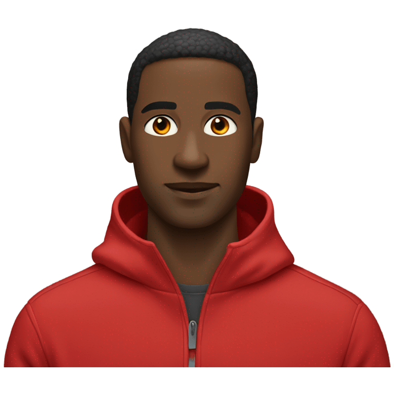 Black man in a red tech fleece emoji