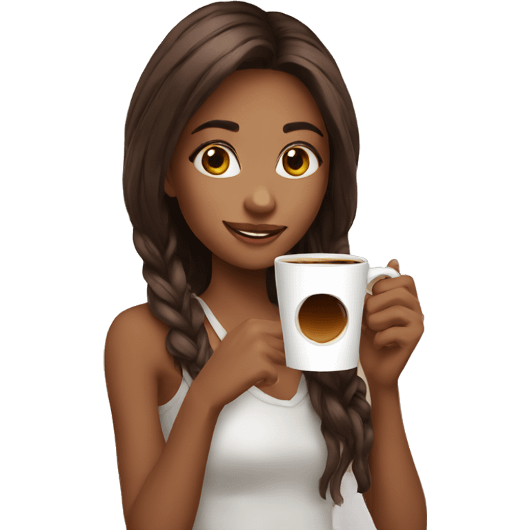 Cute girls with coffee emoji