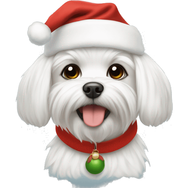 Maltese with Santa hat emoji