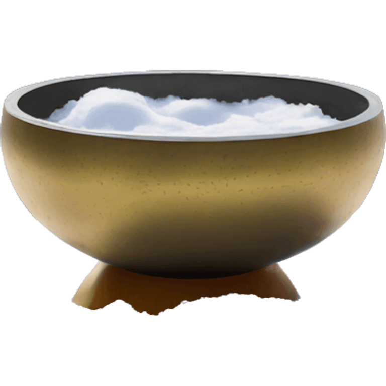 Tibetan singing bowl in nature. over snow field. emoji