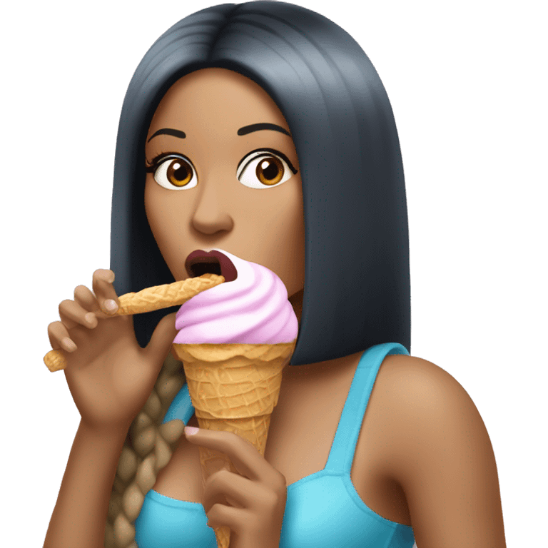 Nicki minaj eating an ice cream emoji