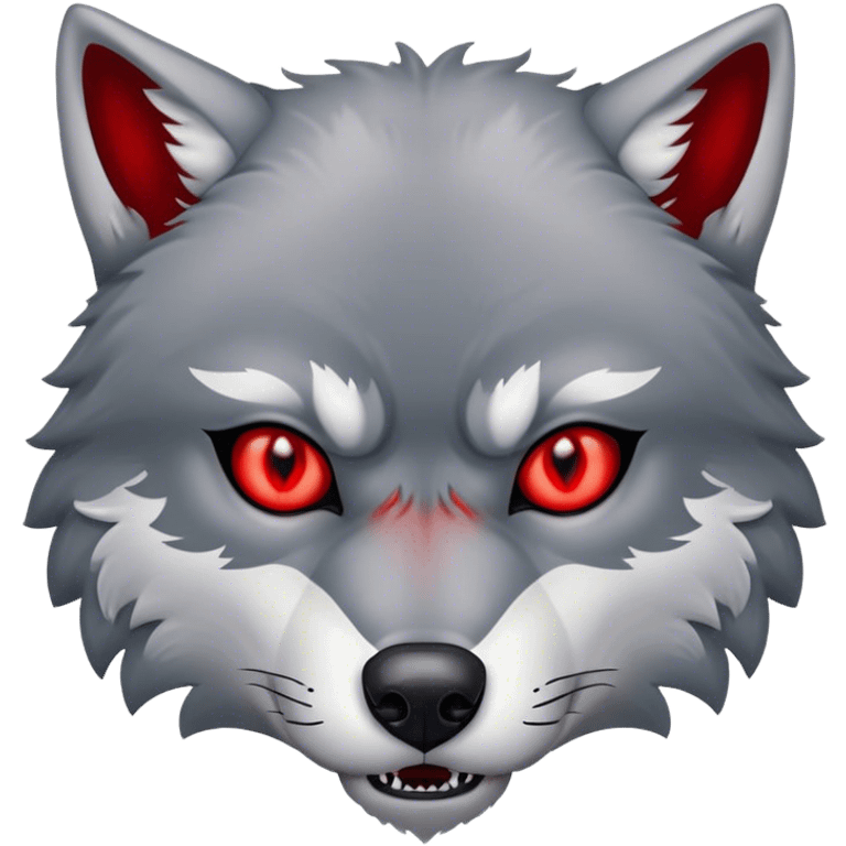 Evil Aggressive Grey Wolf with red eyes emoji