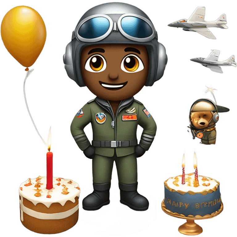 Rolando copper as a fighter pilot celebrating his birthday emoji