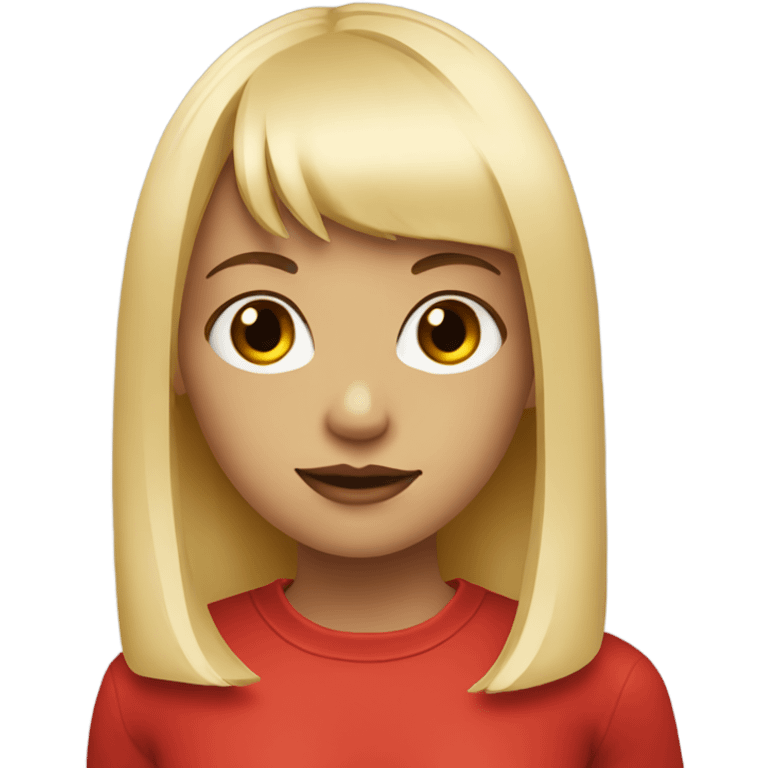 blonde girl with bangs and a red vertical line tattoo on her wrist emoji