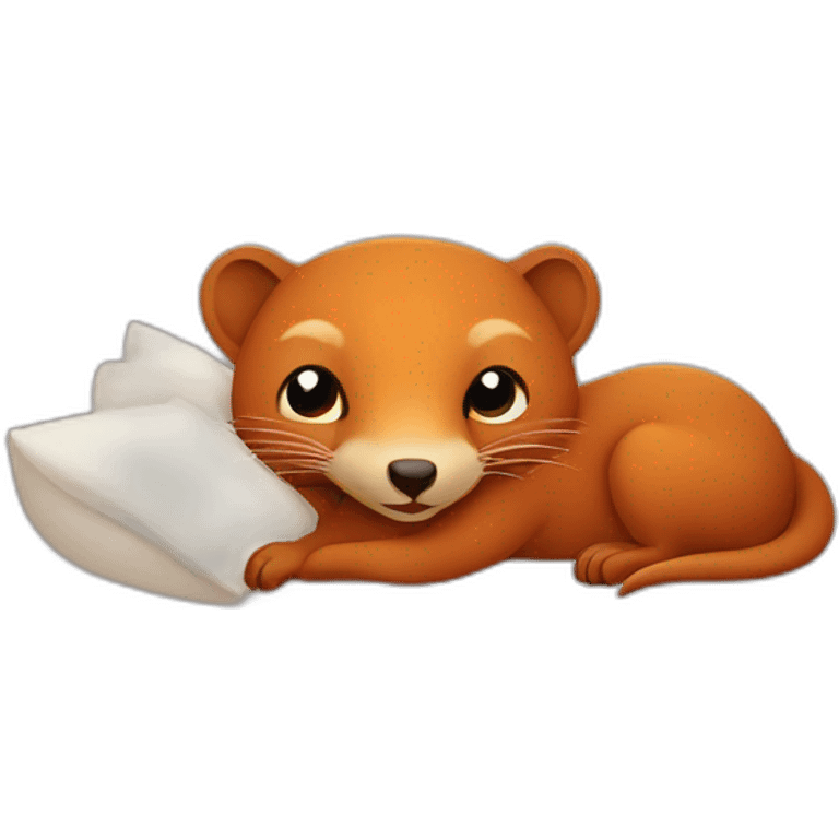 red cheerful mongoose in bed emoji