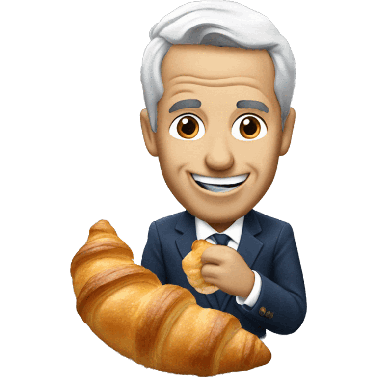 Emmanuel macro French président eating croissant  emoji