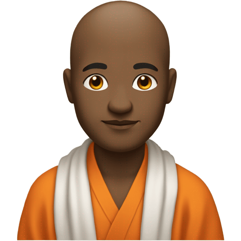 yogi with a peaceful and meditative expression. The character should be wearing an orange robe, symbolizing traditional yogic attire. emoji