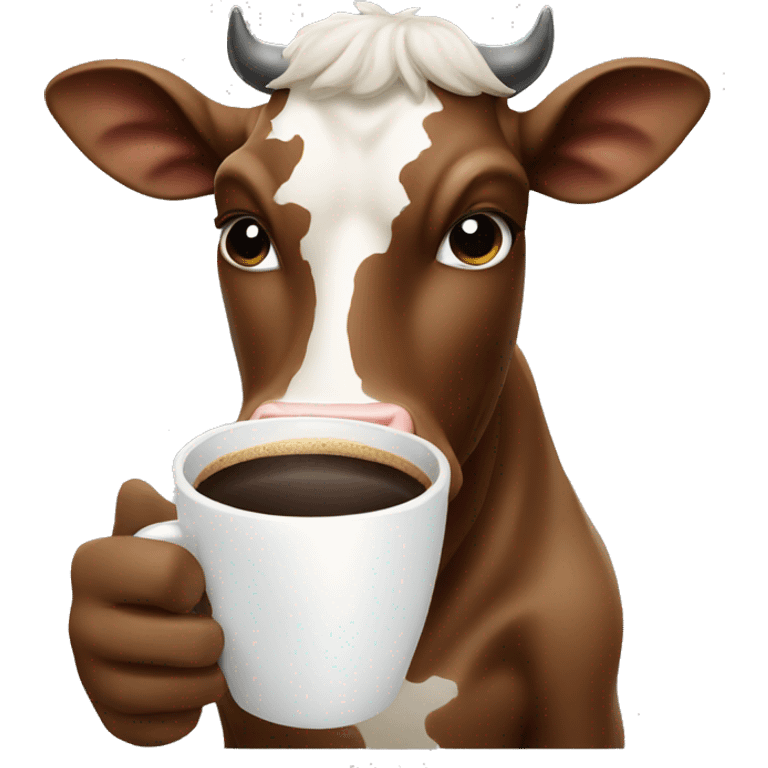 Cow drinking coffee emoji