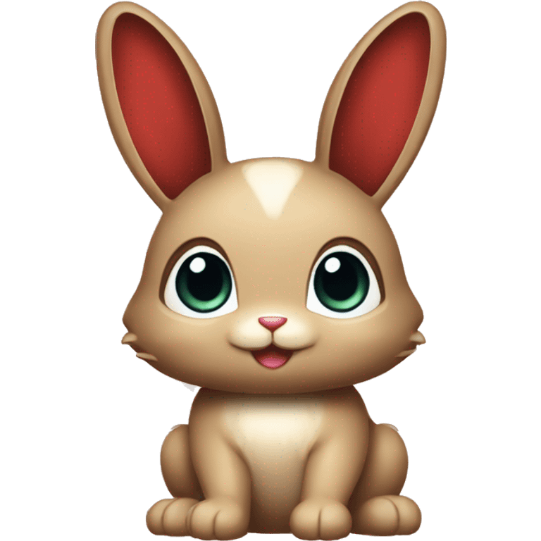 Cute Shiny Brown-Beige Fakémon-Bunny with Dark-Red eyes, full body emoji