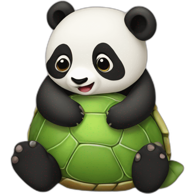 panda hugs turtle emoji