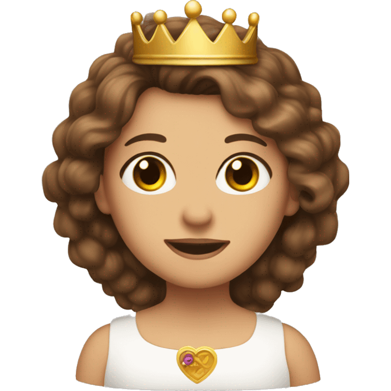 Lady with brown long hair, hazel eye color with a crown that has the writing grandma on it  emoji