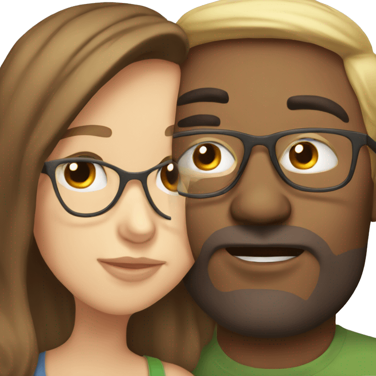 White Guy wearing glasses kissing white girl with brown hair emoji