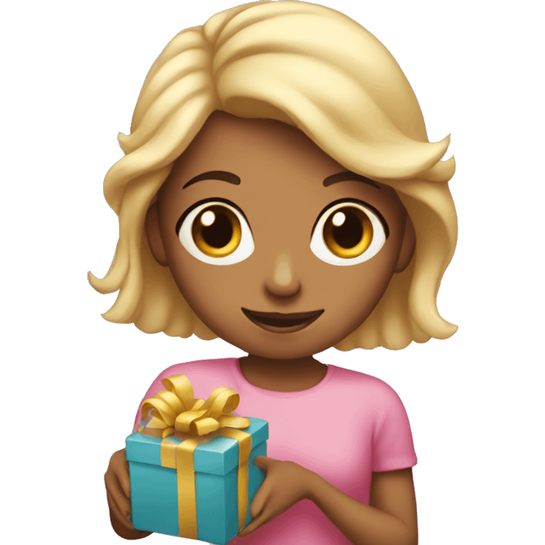 girl holding birthday present emoji