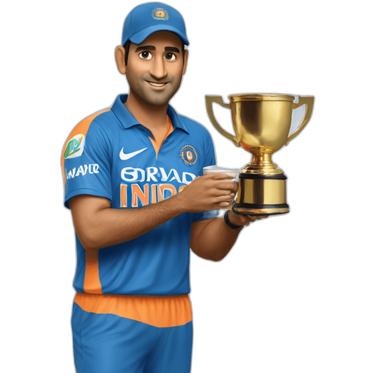 dhoni holding cup emoji