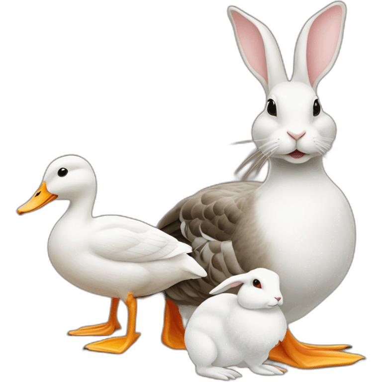 a mallard duck and a white rabbit emoji