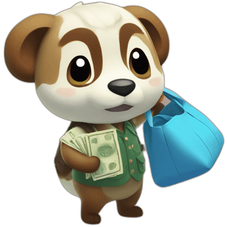 animal crossing tom nook holding a bag of money emoji