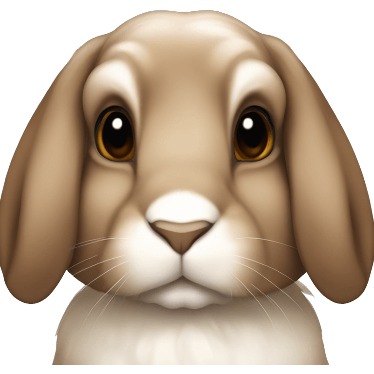 brown holland lop bunny (portrait, facing forward, iOS 17 style, happy) emoji