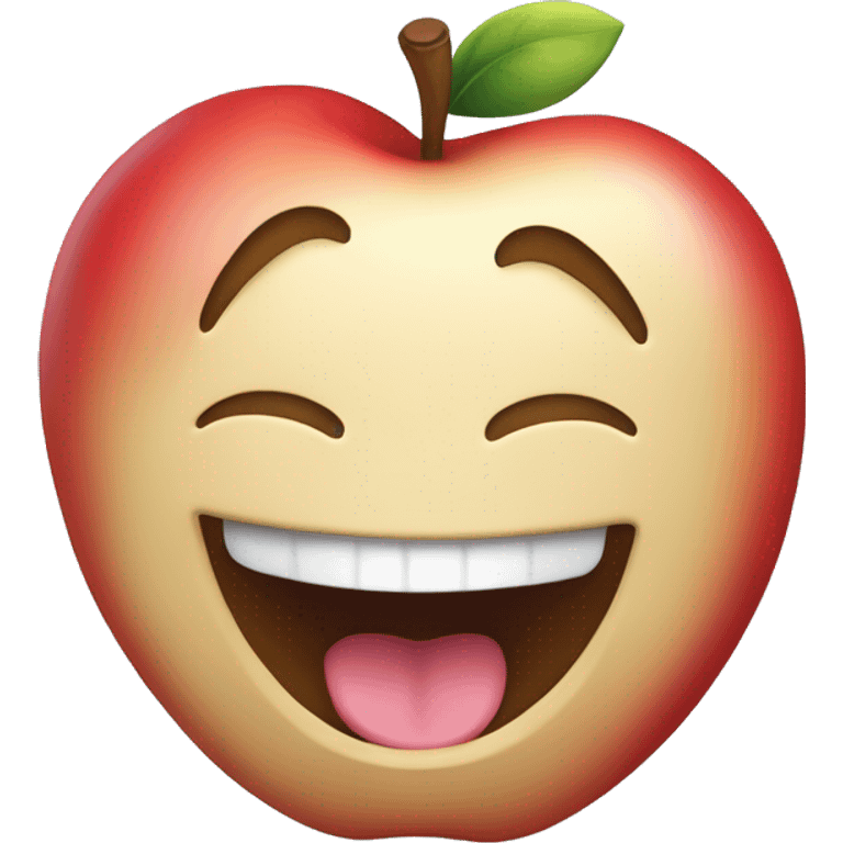 A classic apple emoji, tongue out and mouth wide open on a smile, dizzy eyes, and swirling stars around their head. Tilted 45 degrees emoji