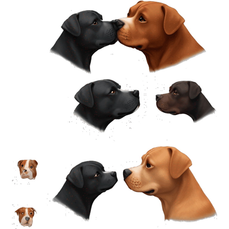 Redhead kissing big black pitbull dog emoji