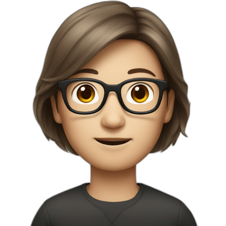 Tim cook with a brown hair Korean girl with eyeglasses emoji