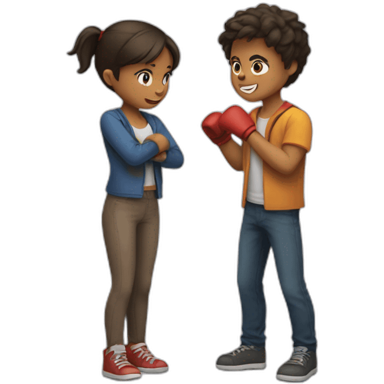 Girl and a boy fighting  emoji