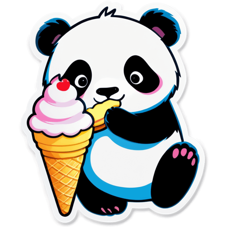 Panda eating ice cream emoji