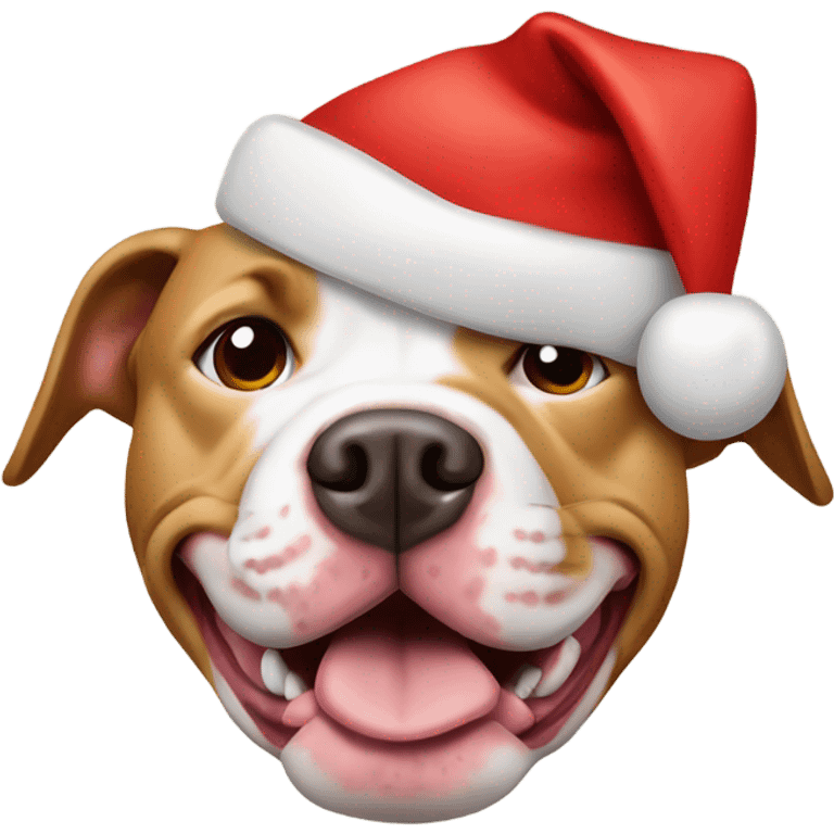 Tan pitbull in Santa hat emoji