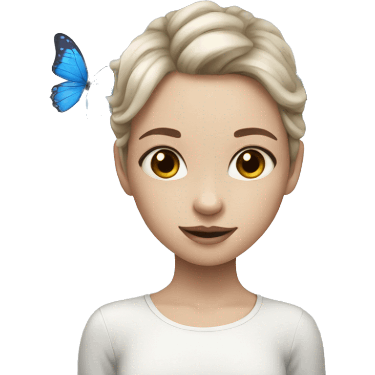 Girl white skin with blue butterflies emoji