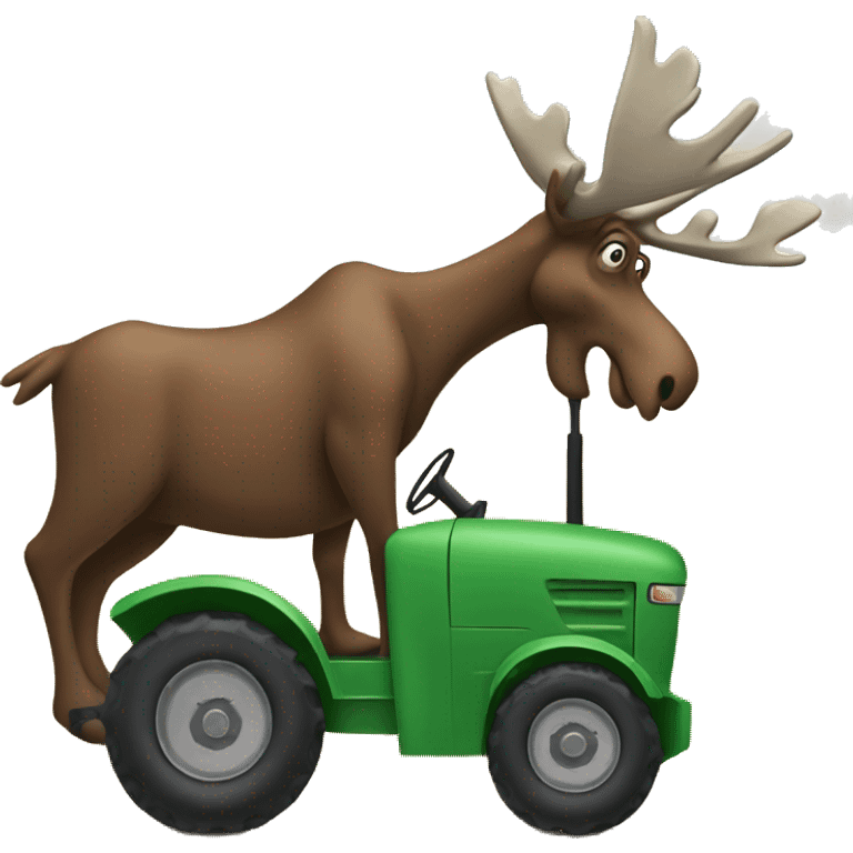 Cartoon moose driving in a tractor trailer emoji