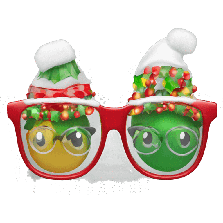 Christmas-decorated colorful glasses  emoji