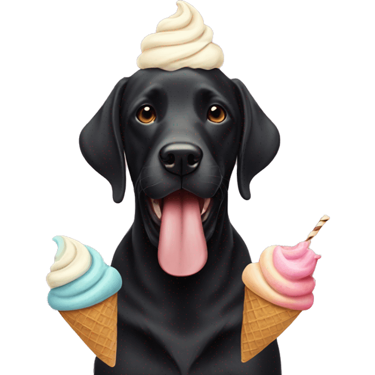 Black labs eating ice cream  emoji