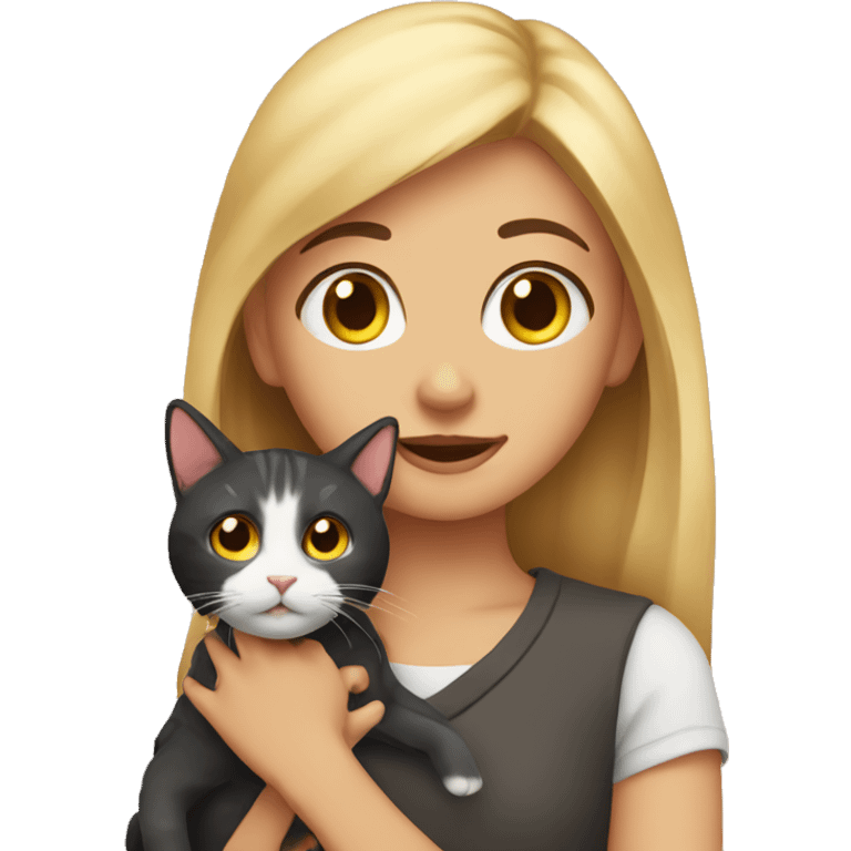 girl with her cat emoji