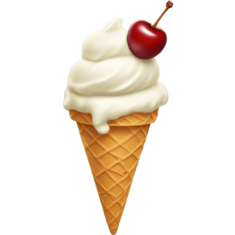 Vanilla ice cream cone with cherry on top emoji