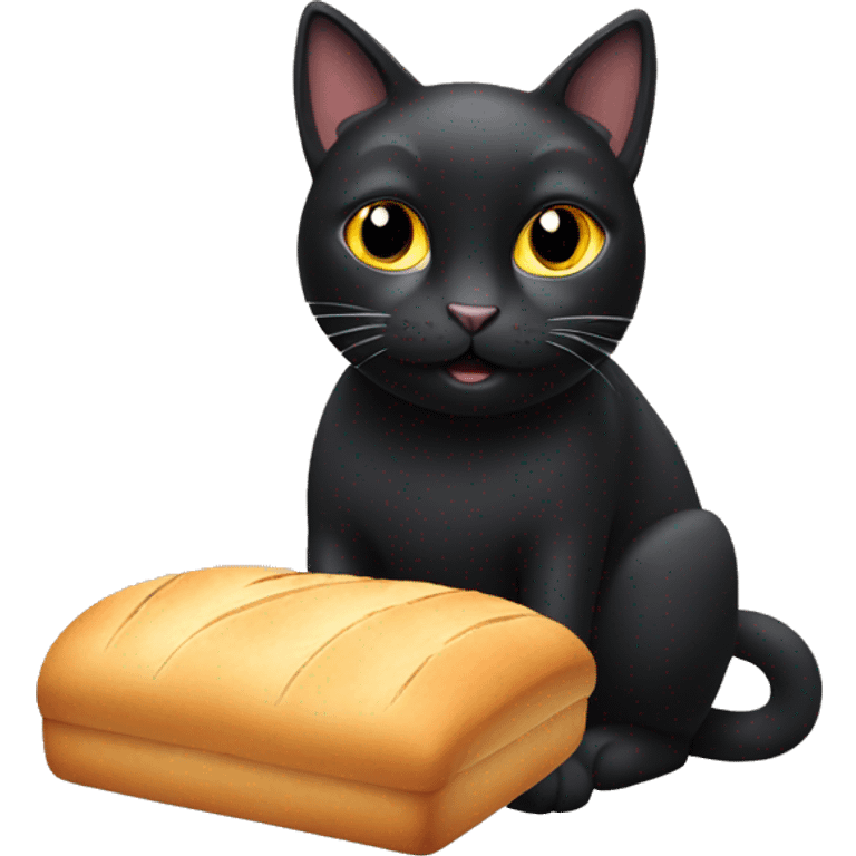 black cat with bread around its head emoji