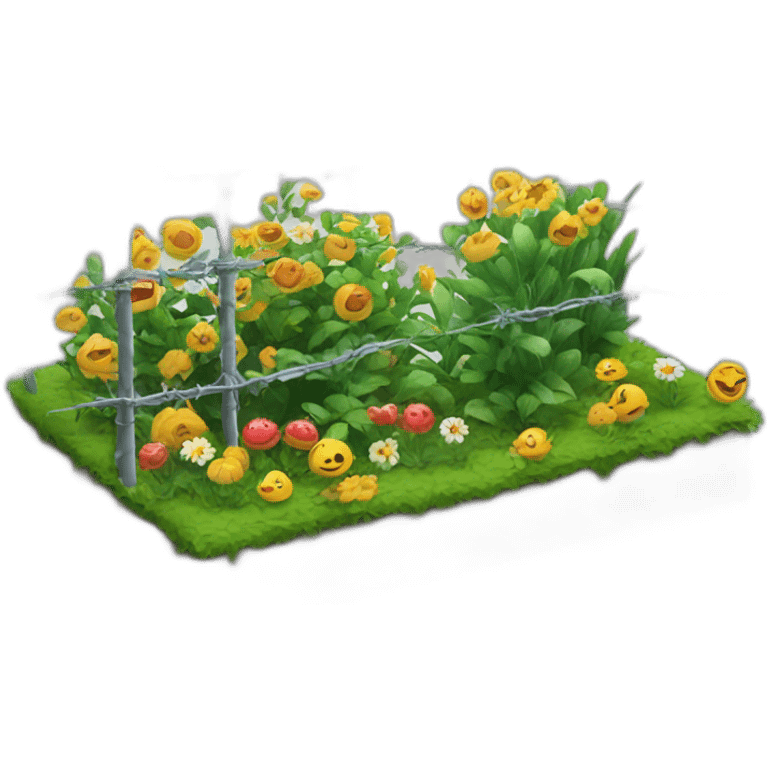 garden next to barbed wire fence emoji