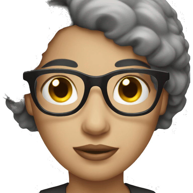 White skin black short hair woman glasses emoji