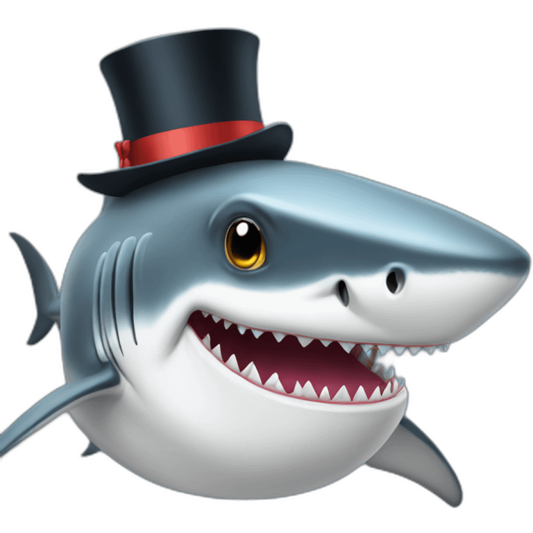 Shark with a top hat emoji