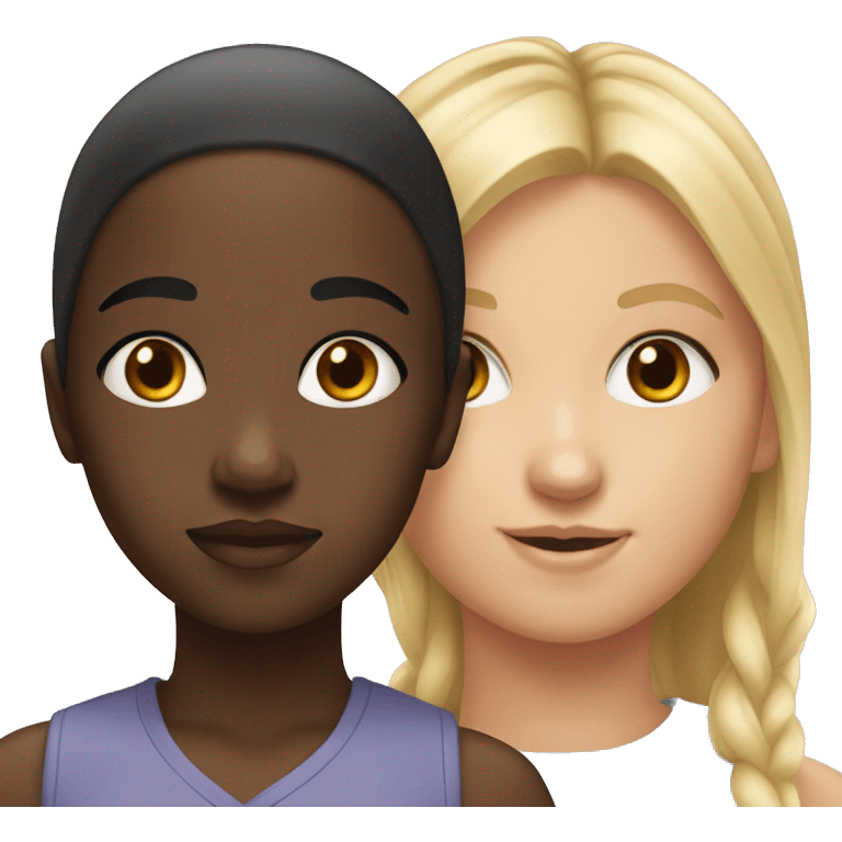 young black girl and young blond girl emoji