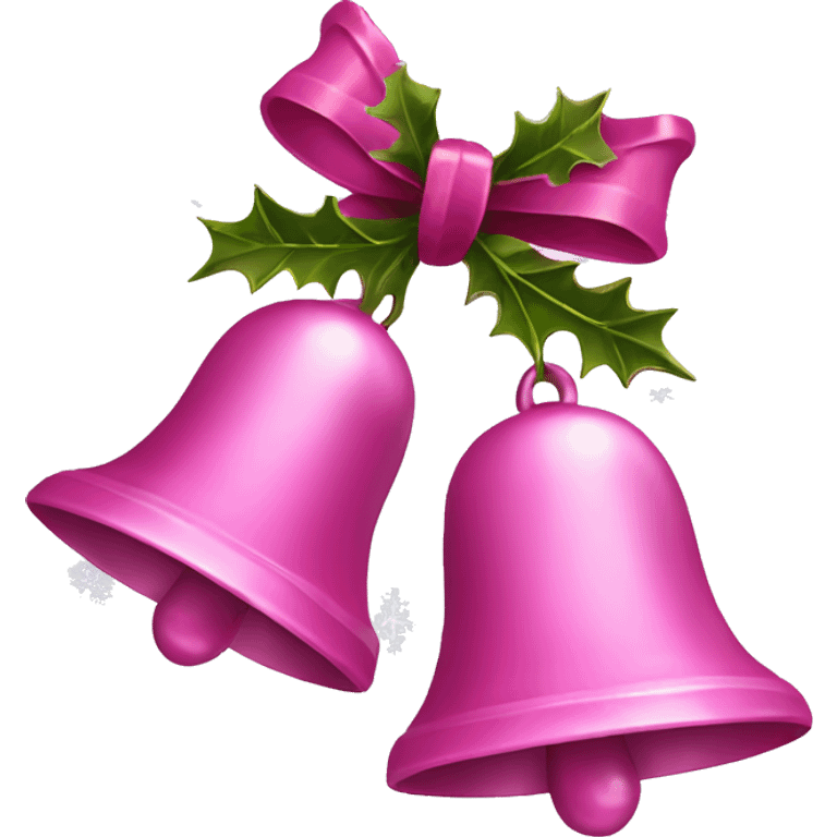  pink Christmas bells with glittery snowflakes  emoji