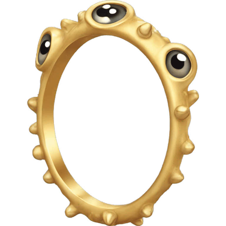 very thin gold ring studded with eyeballs emoji