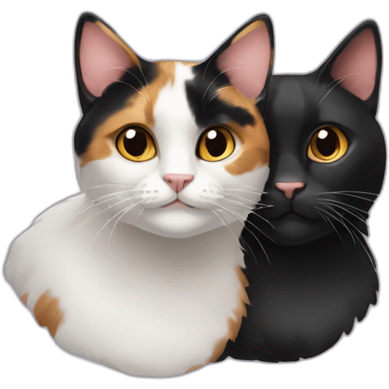 calico cat and black cat emoji